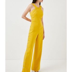 NEW karen millen yellow jumpsuit button up leg